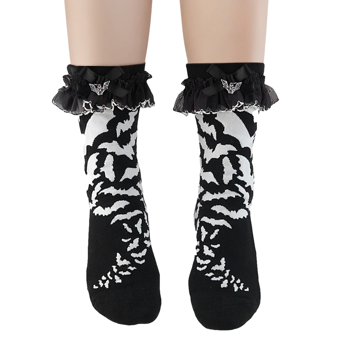 Ruffle Bat Print Socks