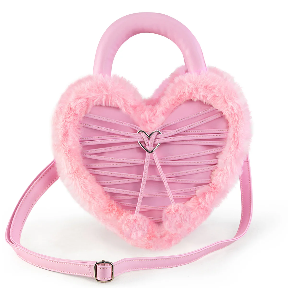 Demonia Faux Fur Heart-Shaped Purse